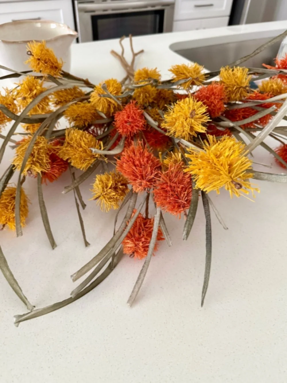Set of 5 Artificial Thistle Flower Stems – Fall Colors